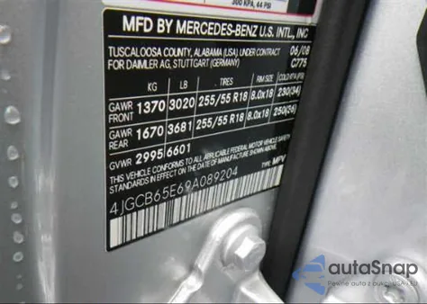 2009 Mercedes-Benz R350 R Class z USA, uszkodzony, nr VIN 4JGCB65E69A089204